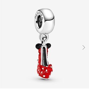 Pandora Disney Minnie Mouse Red Shoe Dangle Charm. New. Sterling Silver Enamel